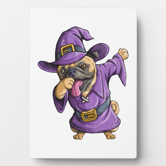 Dabbing Hexen-Mops Süße Halloween-Möpse Lustiger D Fotoplatte (Vorderseite)
