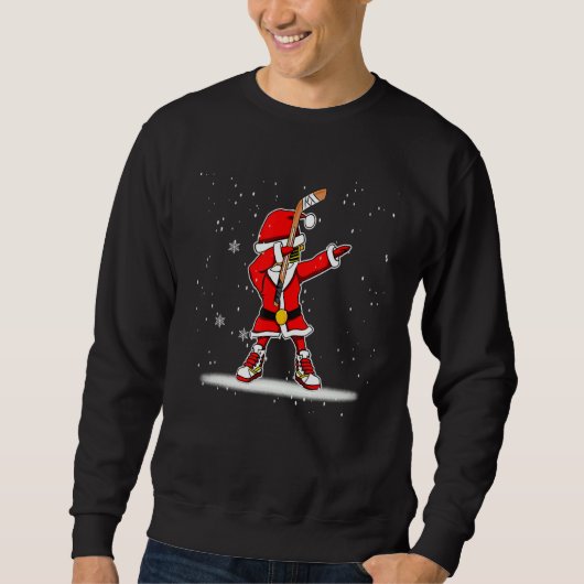 Dabbing Hockey Christmas Santa Clause Snow Sport Sweatshirt (Vorderseite)