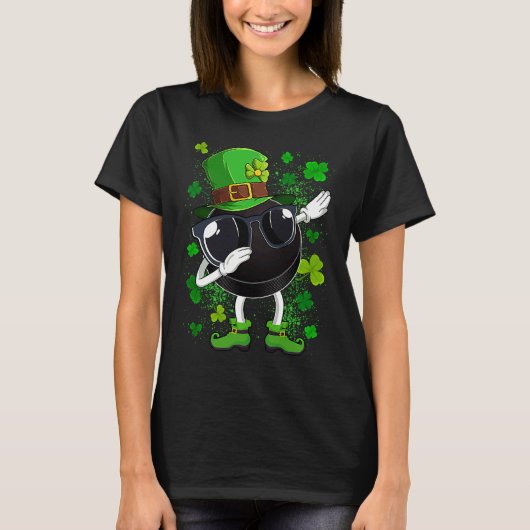 Dabbing Hockey Puck Leprechaun St Patrick's Day Me T-Shirt (Vorderseite)