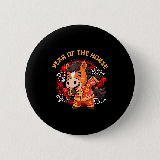 Dabbing Horse Chinese New Year Of The Horse2026  Button (Vorderseite)