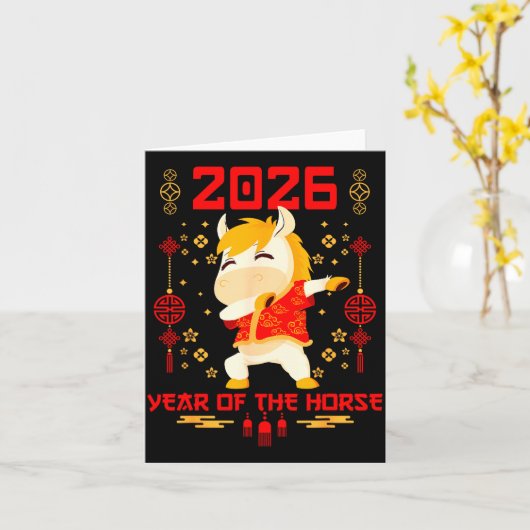 Dabbing Horse Chinese New Year Of The Horse2026 Karte (Gelbe Blume)