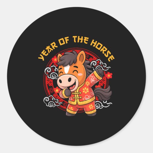 Dabbing Horse Chinese New Year Of The Horse2026 Runder Aufkleber (Vorderseite)