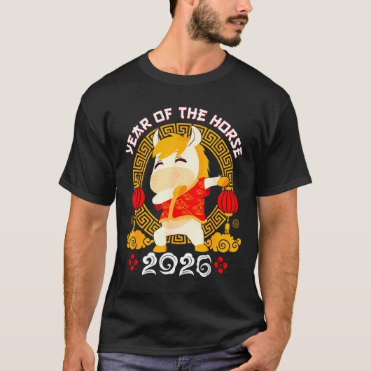 Dabbing Horse Chinese New Year Of The Horse2026 T-Shirt (Vorderseite)