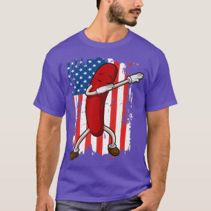 Dabbing Hot Dog American USA Flag 4. Juli T-Shirt