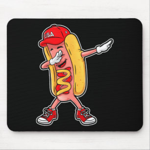 Dabbing Hot Dog T-Shirt 4. Juli Hotdog Merica Mousepad