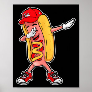 Dabbing Hot Dog T-Shirt 4. Juli Hotdog Merica Poster