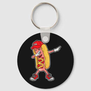 Dabbing Hot Dog T-Shirt 4. Juli Hotdog Merica Schlüsselanhänger