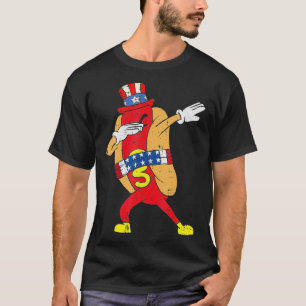 Dabbing Hotdog 4. Juli Funny Patriotic T-Shirt