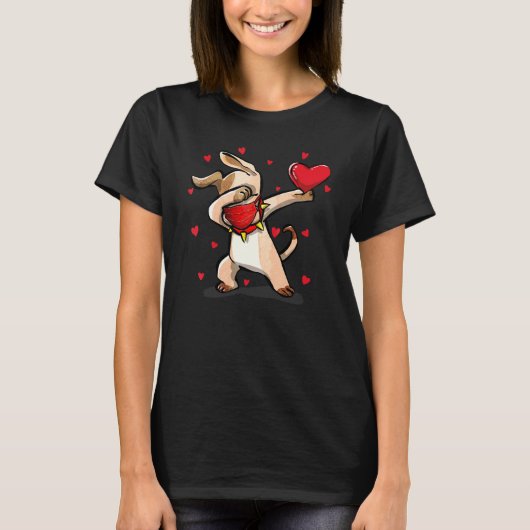 Dabbing Hund trägt Gesichtsmaske Dab Dance Funny V T-Shirt (Vorderseite)