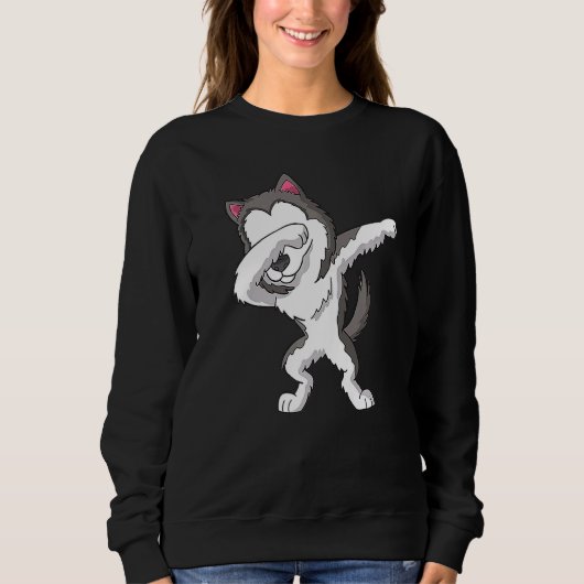 Dabbing Husky Dog Dab Dance Sweatshirt (Vorderseite)