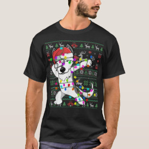 Dabbing Husky Lichterlichter hässlicher Weihnachts T-Shirt