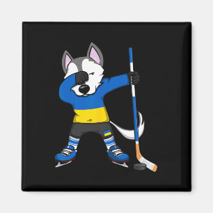Dabbing Husky Ukraine Eishockeyfans Jersey Winte Magnet