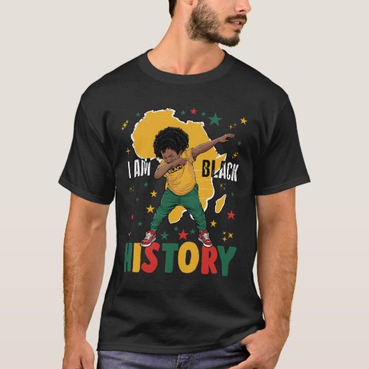 Dabbing I Am Black History Kids Boys Men Black His T-Shirt (Vorderseite)