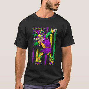 Dabbing Jester Mardi Gras Mask Flag Outfit, Men Ki T-Shirt