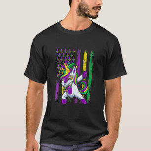 Dabbing Jester Unicorn Flag Mardi Gras, Kinder Mäd T-Shirt
