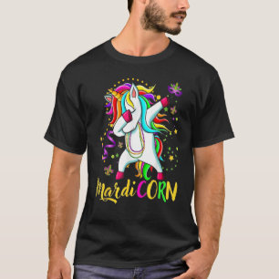 Dabbing Jester Unicorn Mardi Gras Carnival Kids Gi T-Shirt