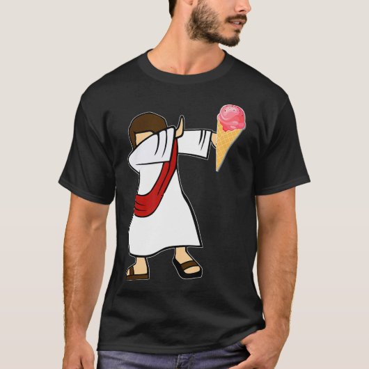 Dabbing Jesus Ice Creme Liebhaber Sommer Strand Le T-Shirt (Vorderseite)