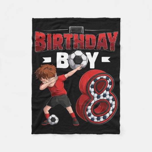 Dabbing Junge 8 Jahre alter Fußballspieler 8. Gebu Fleecedecke (Vorderseite)