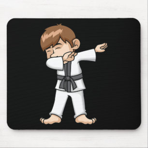 Dabbing Karate Boy Funny Martial Arts Cartoon Desi Mousepad