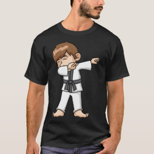 Dabbing Karate Boy Funny Martial Arts Cartoon Desi T-Shirt