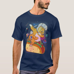 Dabbing-Katze Astronaut im Weltraum reitet Taco  T-Shirt