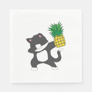 Dabbing Kitty Cat Ananas Aloha Beach Hawaiian Serviette