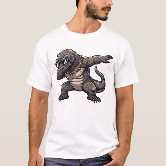 Dabbing Komodo Dragon Funny Cute Dab Dance T-Shirt (Vorderseite)