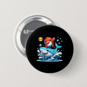 Dabbing-Krabbe surft auf Hai reitend Ozeanwelle So Button (Vorne & Hinten)
