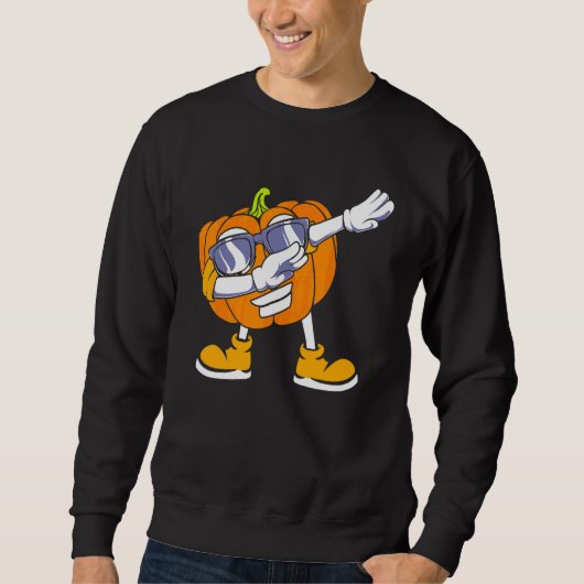 Dabbing Kürbiskopf Halloween Sweatshirt (Vorderseite)
