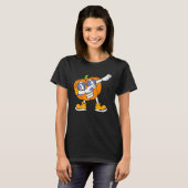 Dabbing Kürbiskopf Halloween T-Shirt (Vorne ganz)