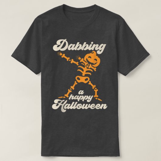 Dabbing Kürbislaterne Skeleton T-Shirt (Design vorne)