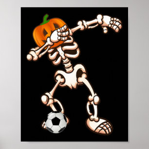 Dabbing Kürbisskelett Fußball Halloween Kostüm Poster