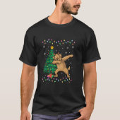 Dabbing Labradoodle Hund Xmas Tree Lights Ugly Chr T-Shirt (Vorderseite)