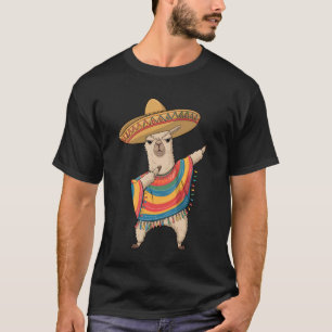 Dabbing Lama Mexikanischer Sombrero Poncho Cinco D T-Shirt