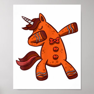Dabbing Lebkuchen-Einhorn-Keks Weihnachten Poster