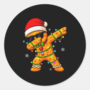 Dabbing Lebkuchen Weihnachten Jungen Mädchen Kinde Runder Aufkleber