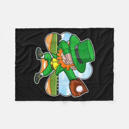 Dabbing Leprechaun Baseball St Patricks Day Irish  Fleecedecke (Vorderseite (Horizontal))