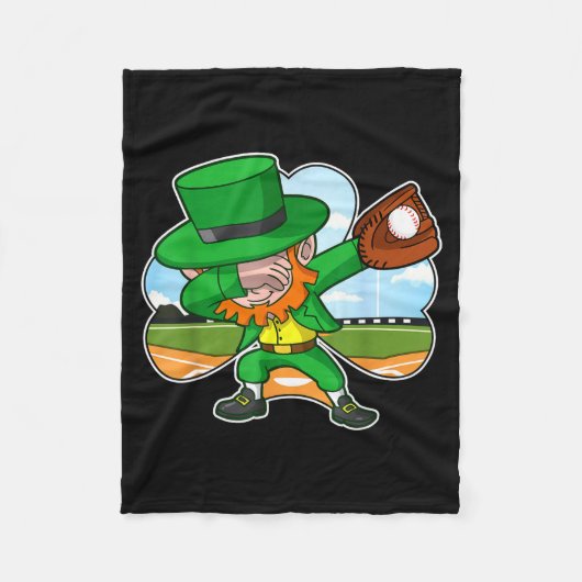 Dabbing Leprechaun Baseball St Patricks Day Irish Fleecedecke (Vorderseite)