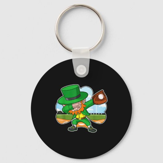 Dabbing Leprechaun Baseball St Patricks Day Irish Schlüsselanhänger (Vorderseite)