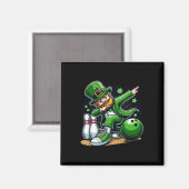 Dabbing Leprechaun Bowling Irischer Bowler St. Pat Magnet (Vorderseite/Rückseite)