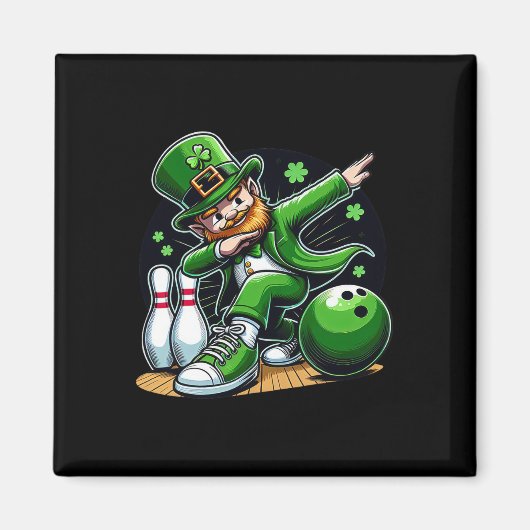Dabbing Leprechaun Bowling Irischer Bowler St. Pat Magnet (Vorne)