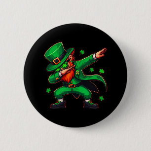 Dabbing Leprechaun Funny Men Kids Boys St Patricks Button