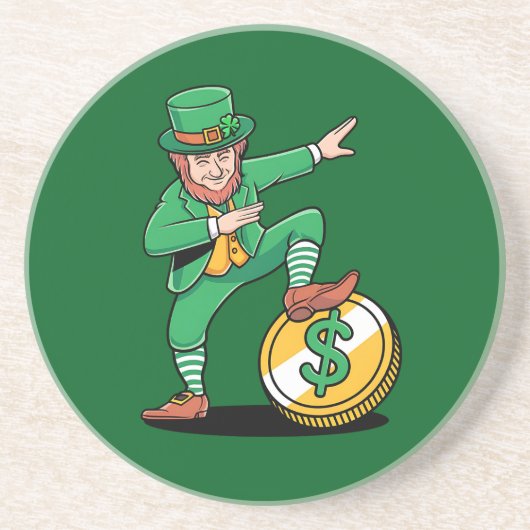 Dabbing Leprechaun Funny St Patrick's Day Getränkeuntersetzer (Vorne)