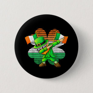 Dabbing Leprechaun für Kinder Jungen Männer Jugend Button