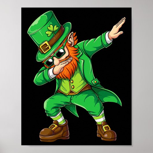 Dabbing Leprechaun Gezwitscher Männer Kinder Junge Poster (Vorne)