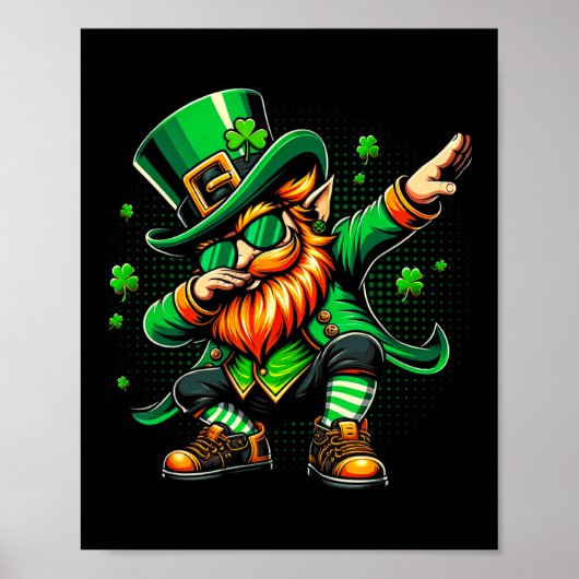 Dabbing Leprechaun Gezwitscher Männer Kinder Junge Poster (Vorne)