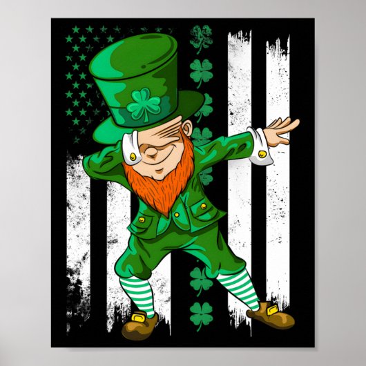 Dabbing Leprechaun Gezwitscher Männer Kinder Junge Poster (Vorne)