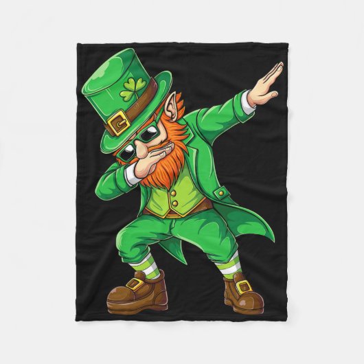 Dabbing Leprechaun Lustige Geschenke Männer Kinder Fleecedecke (Vorderseite)