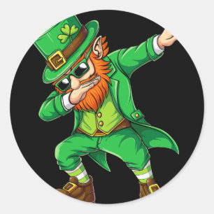 Dabbing Leprechaun Lustige Geschenke Männer Kinder Runder Aufkleber