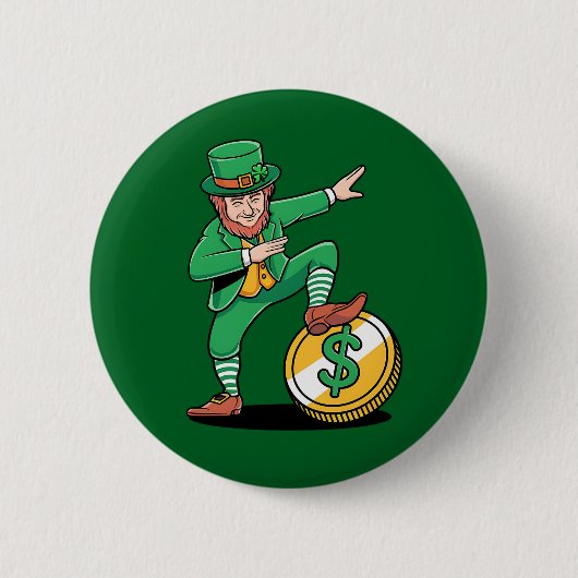 Dabbing Leprechaun Lustiger St. Patrick's Tag Button (Vorderseite)